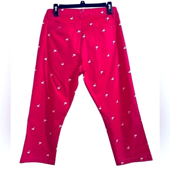Caribbean Joe Pink Flamingo Print Capri Pants Size 10P Coastal Beach Resort Chic - Picture 2 of 9